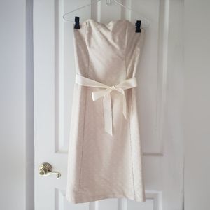White House Black Market cream strapless dress